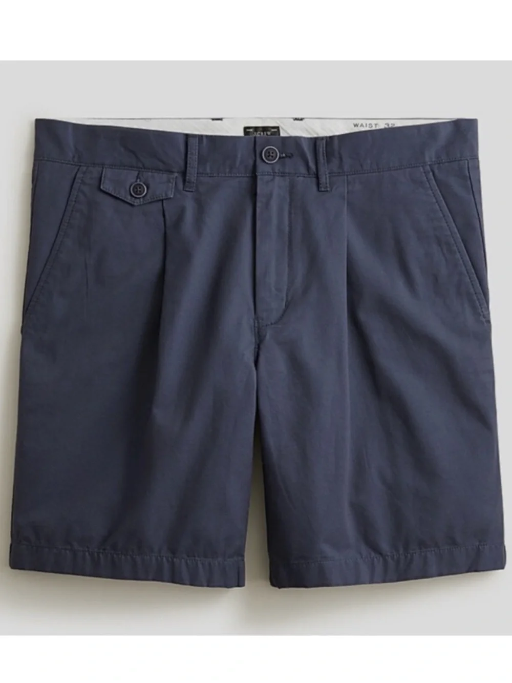 New! J. Crew 7.5” Pleated Chino Shorts Size 32 Deep Navy